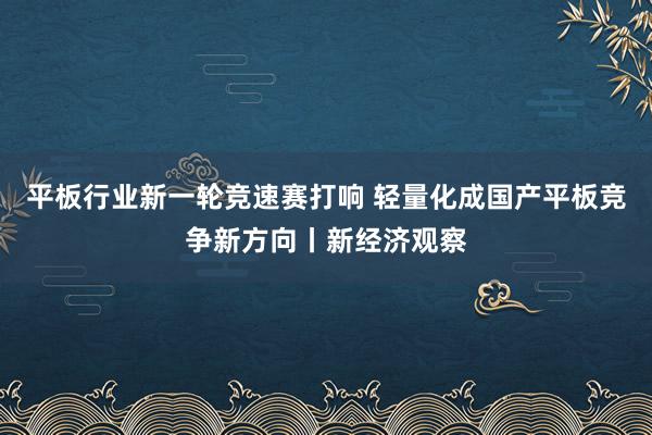 平板行业新一轮竞速赛打响 轻量化成国产平板竞争新方向丨新经济观察