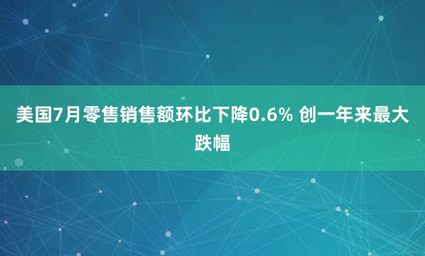 美国7月零售销售额环比下降0.6% 创一年来最大跌幅
