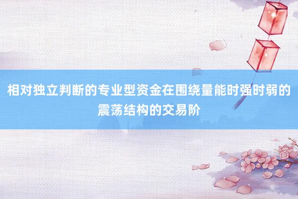 相对独立判断的专业型资金在围绕量能时强时弱的震荡结构的交易阶