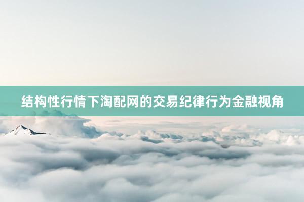 结构性行情下淘配网的交易纪律行为金融视角