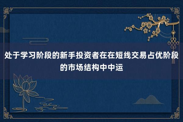 处于学习阶段的新手投资者在在短线交易占优阶段的市场结构中中运
