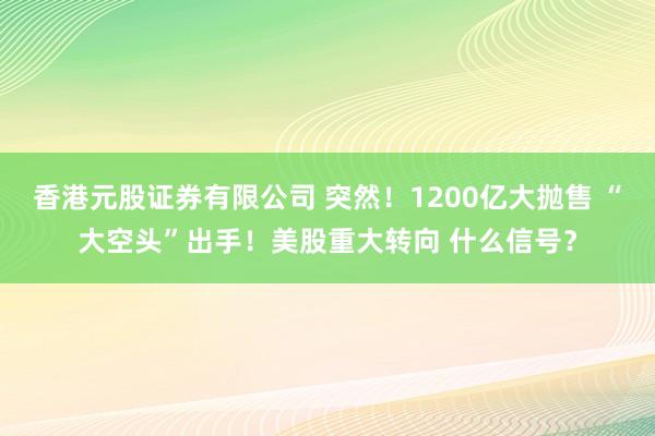香港元股证券有限公司 突然！1200亿大抛售 “大空头”出手！美股重大转向 什么信号？