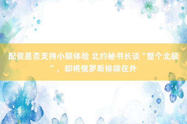 配资是否支持小额体验 北约秘书长谈“整个北极”，却将俄罗斯排除在外