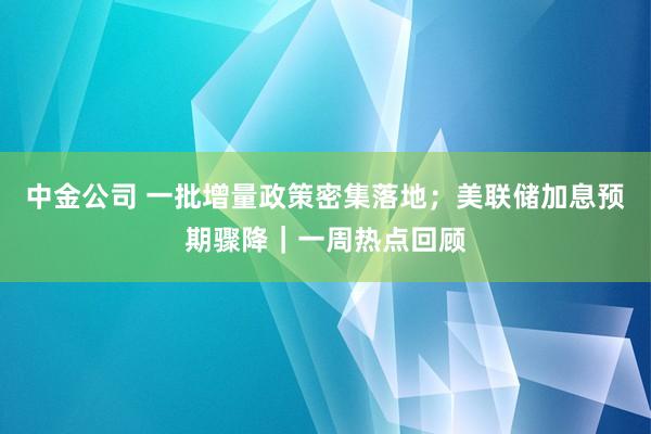 中金公司 一批增量政策密集落地；美联储加息预期骤降｜一周热点回顾
